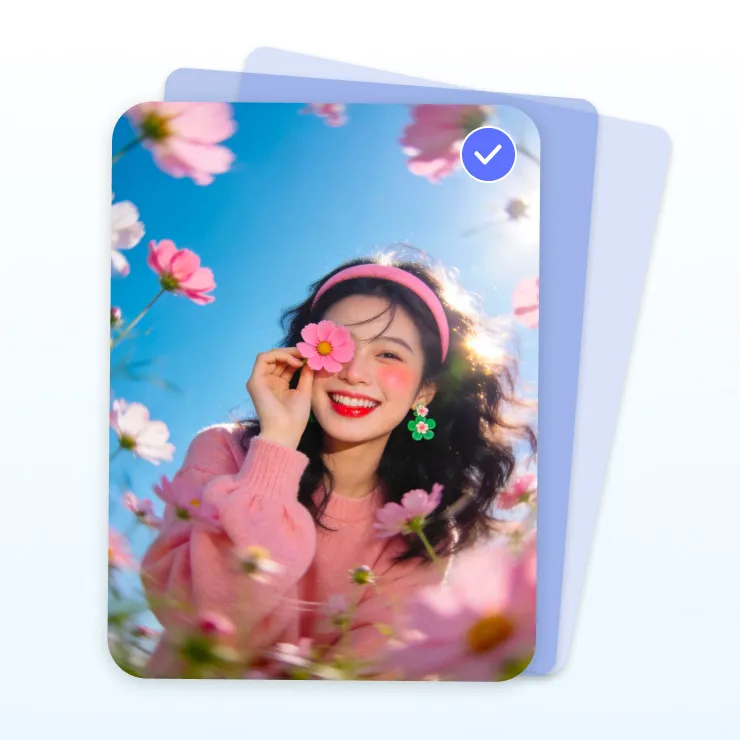 批量图片改尺寸效果展示，展示花卉人像图片调整尺寸后的结果