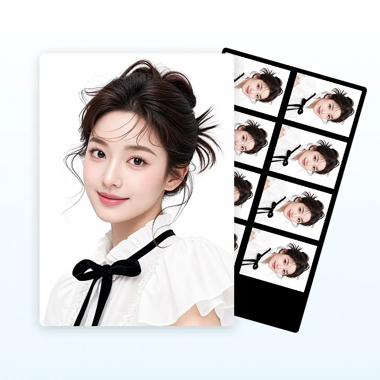 Before and after comparison showing an online ID photo result